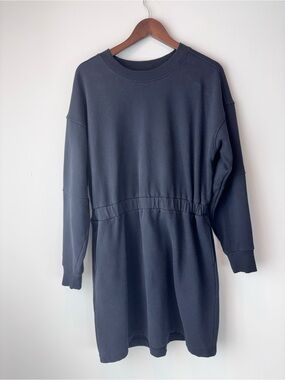 Amazon Essentials Women’s Black Sweatshirt Dress Long Sleeve Pockets Large